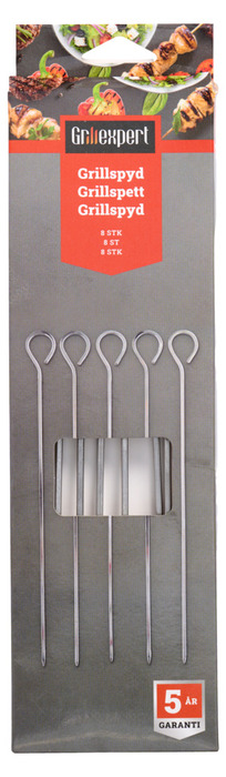 Grillspett Stål 27 cm 8-pack Grillexpert